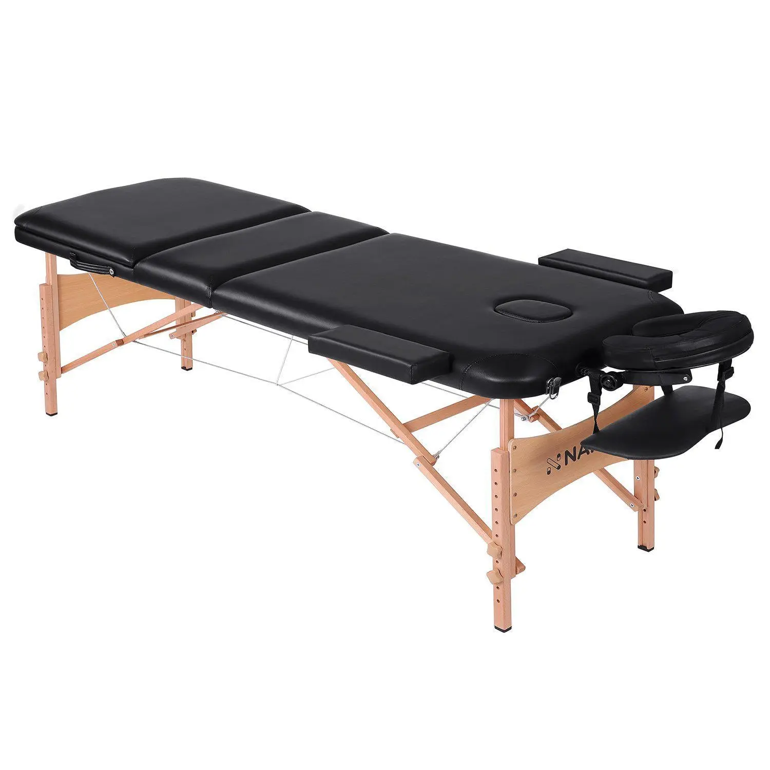Lettino da massaggio Naipo, pieghevole, regolabile in altezza, con 3 zone, portatile, piedini in legno, facile da installare, poggiatesta ergonomico con borsa per il trasporto - Image 6