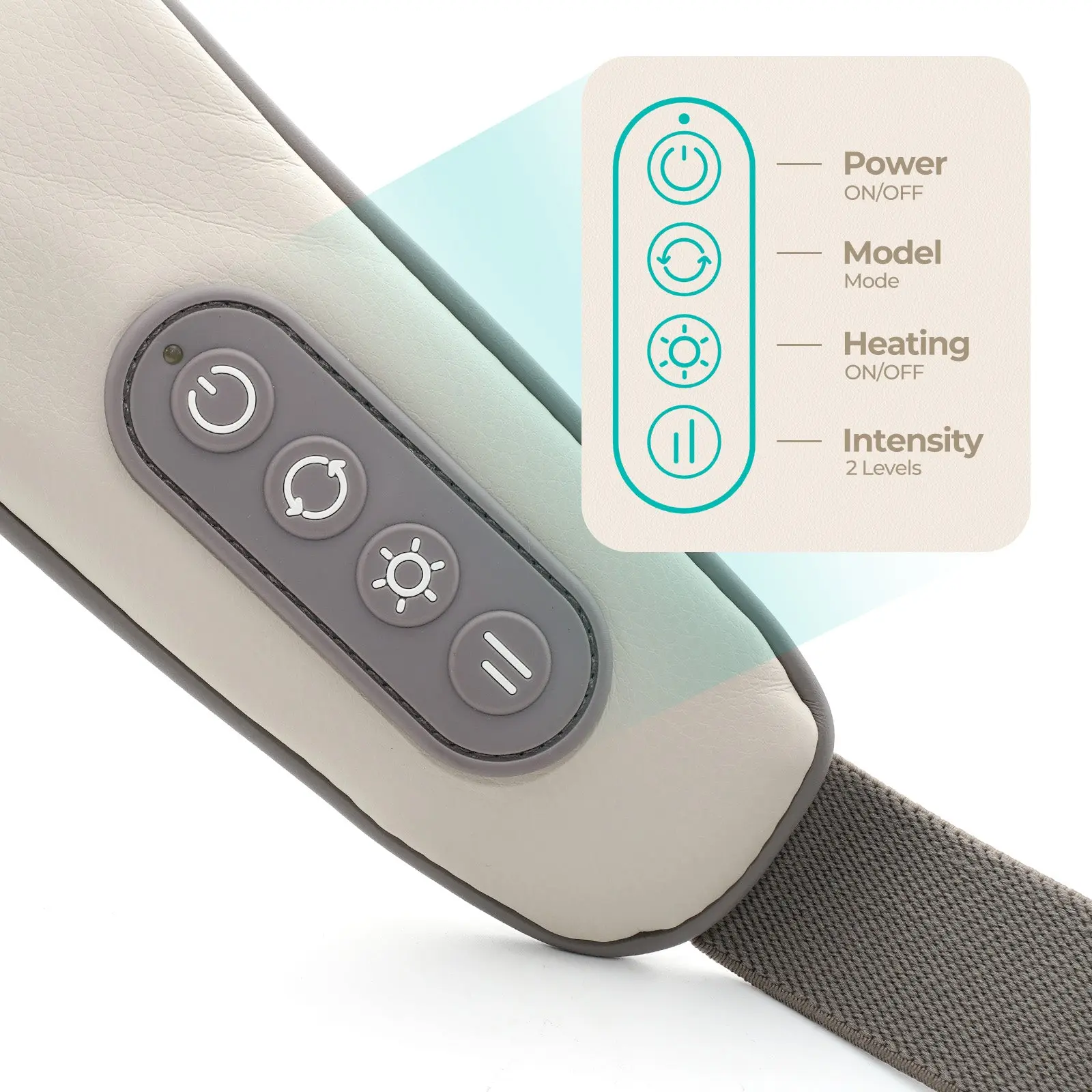 ASPRIA by NAIPO Massaggiatore per collo Shiatsu 5D con massaggiatore per spalle portatile ricaricabile al calore per collo, spalle, schiena, gambe e massaggio completo del corpo, Beige - Image 4