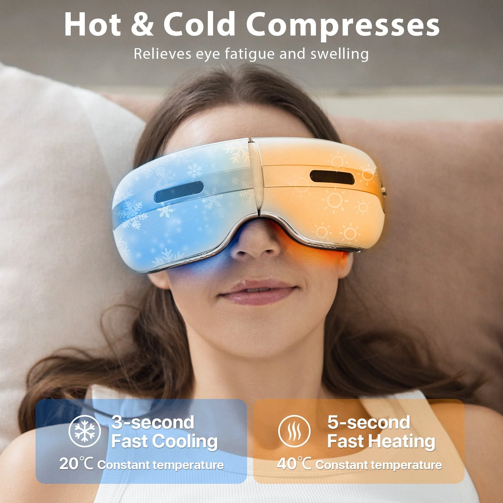 Massaggiatore per occhi Aspria by NAIPO - con calore, doppia funzione caldo e freddo, ricaricabile, vibrazione a compressione, estensione della poltrona massaggiante o autonomo - Image 2
