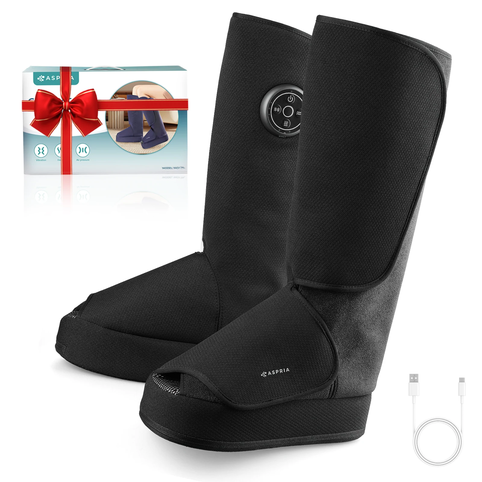 Aspria by Naipo Massaggiatore per piedi, Massaggiatore per piedi per polpacci 2 in 1 con compressione dell'aria, vibrazione e terapia del calore, Stivali per massaggio ai piedi per gambe gonfie, edema, Design wireless - Image 8