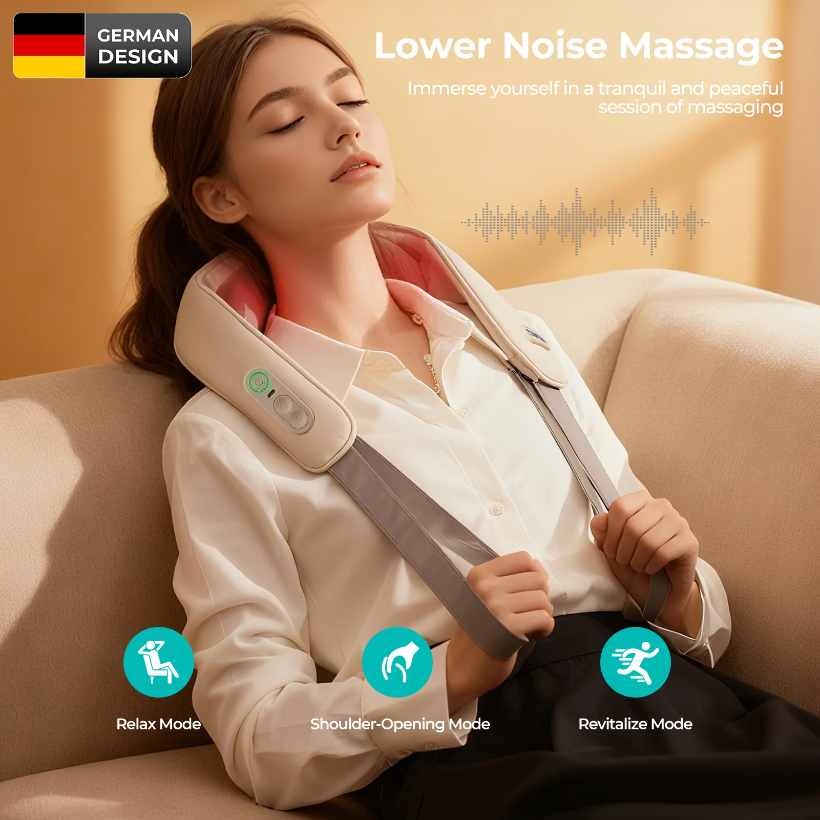 Massaggiatore per collo e spalle Aspria con calore - Massaggiatore Shiatsu per tessuti profondi della schiena per alleviare il dolore, massaggiatore per collo riscaldante ricaricabile e senza fili per casa, ufficio, regali per uomini/donne/mamma/papà - Image 4