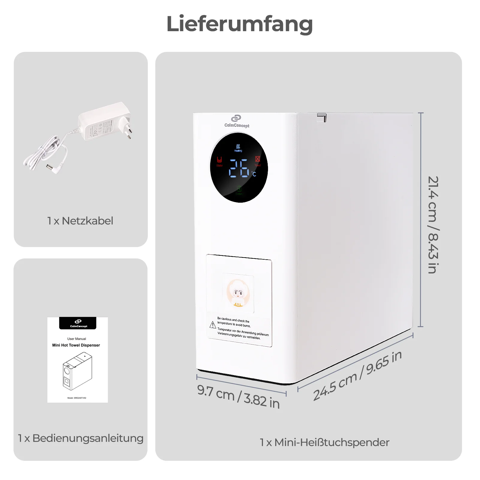 Dispenser di asciugamani caldi CalmConceptÂŽ Mini â Asciugamani monouso puliti e piacevolmente caldi per la casa e in viaggio, modello W2 - Image 10