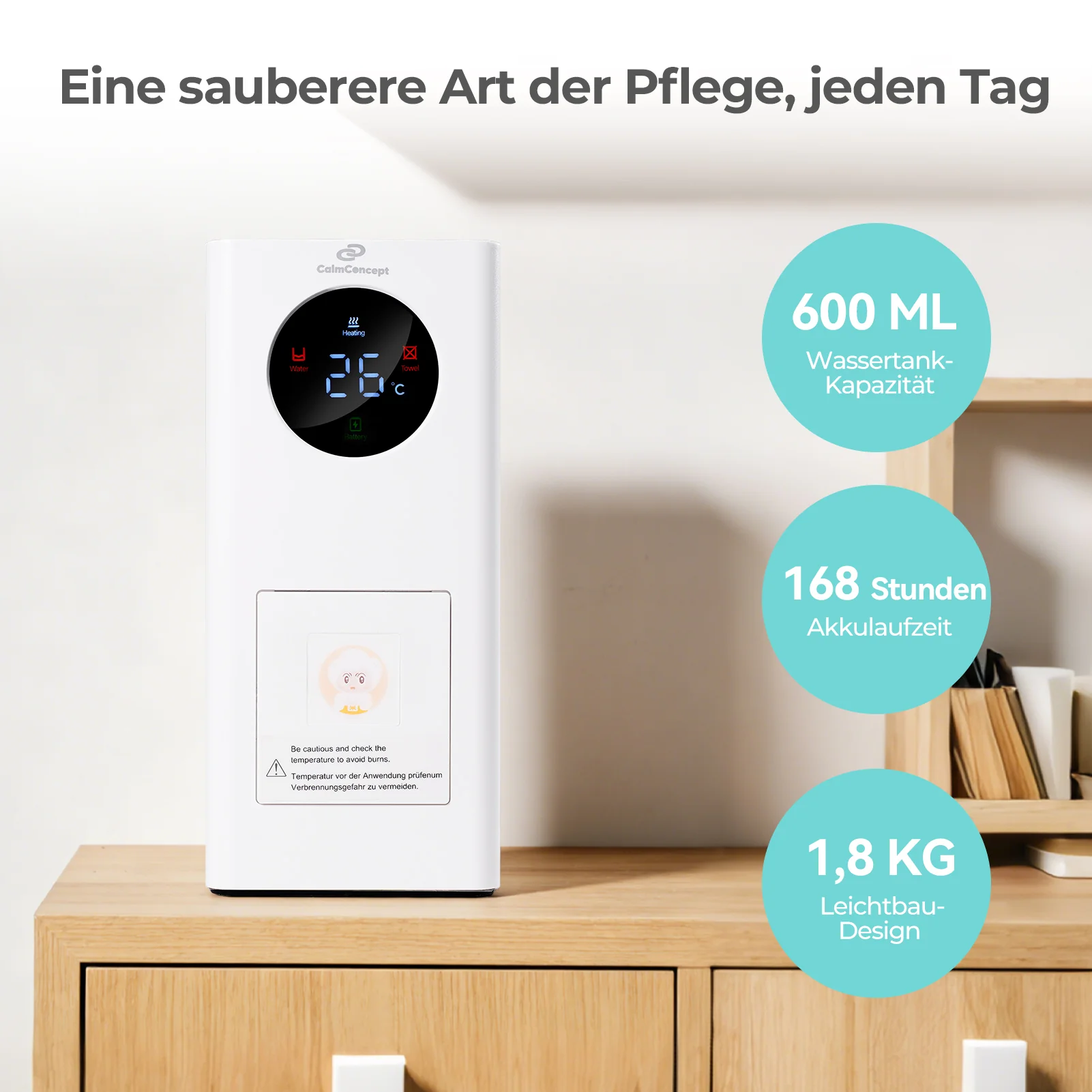 Dispenser di asciugamani caldi CalmConceptÂŽ Mini â Asciugamani monouso puliti e piacevolmente caldi per la casa e in viaggio, modello W2 - Image 3