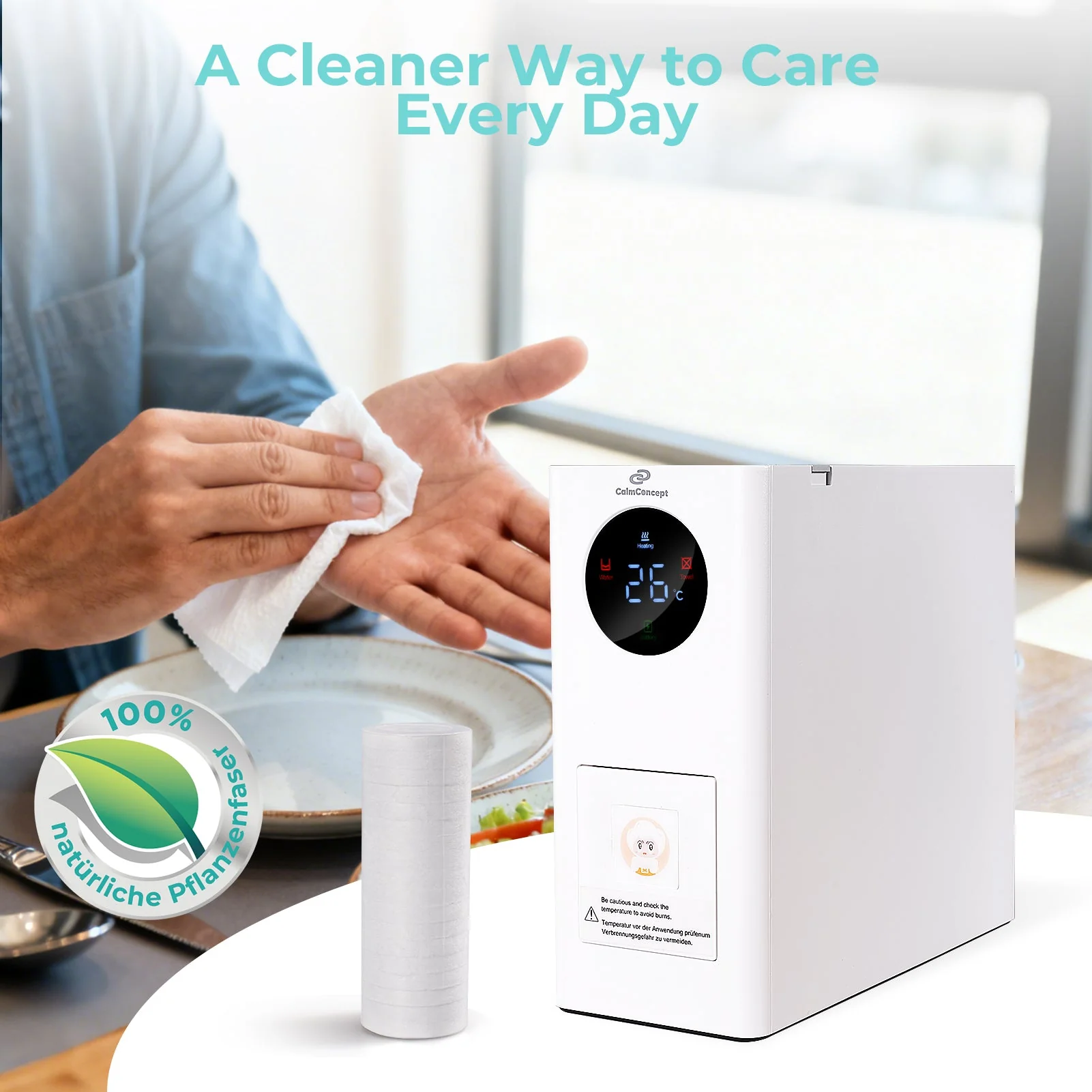 Dispenser di asciugamani caldi CalmConcept® Mini – Asciugamani monouso puliti e piacevolmente caldi per la casa e in viaggio, modello W2 - Image 11