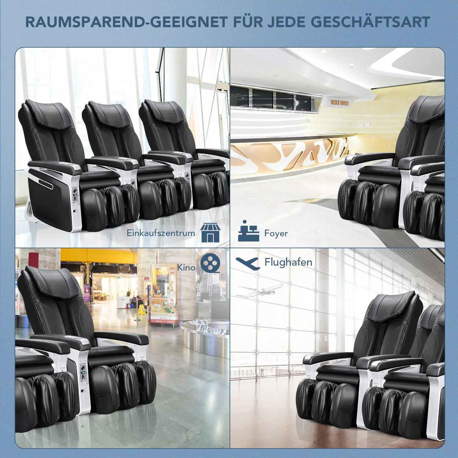 Poltrona da massaggio a gettoni NAIPO, poltrona da massaggio shiatsu, doppio sistema di sicurezza, commerciale, display digitale - Image 11