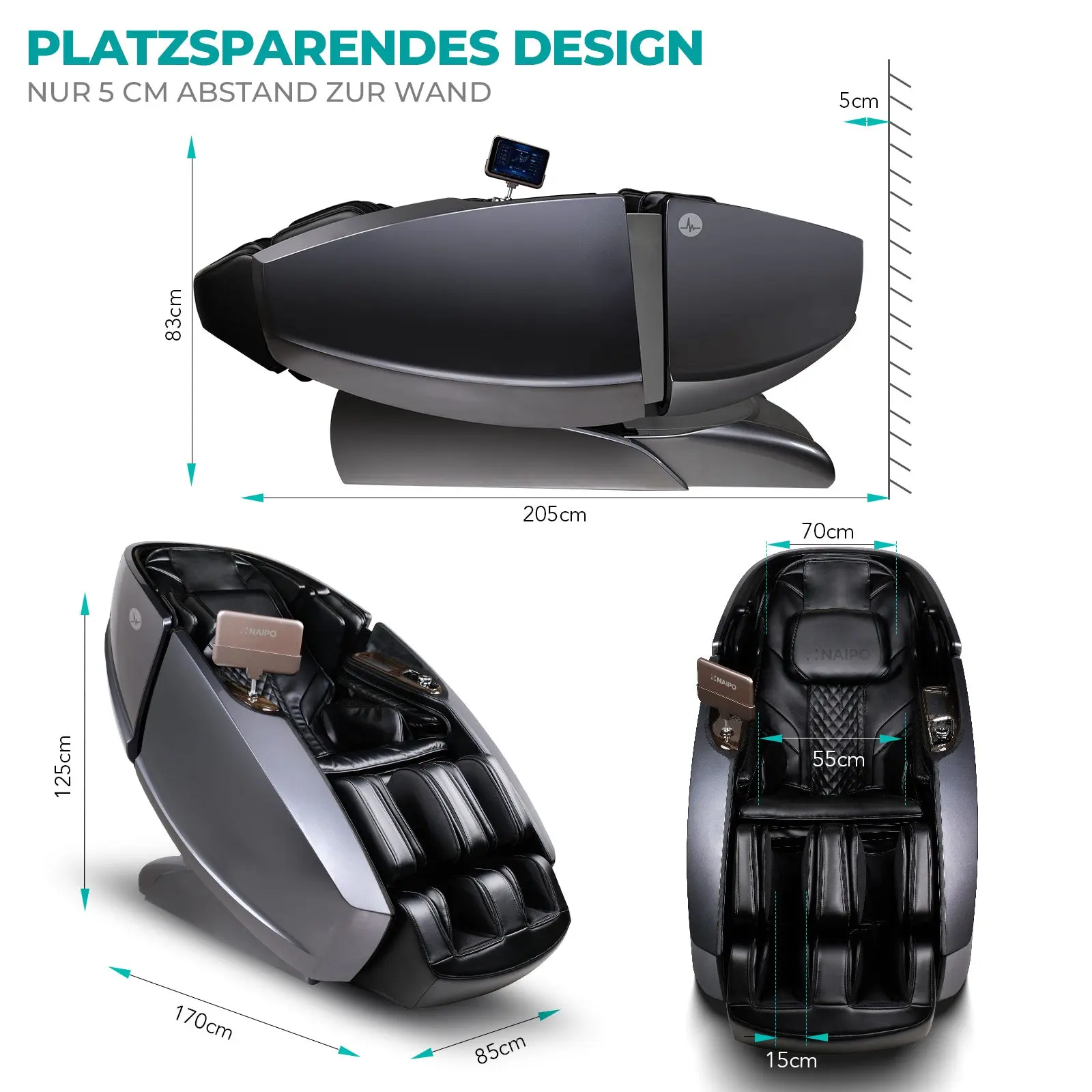 Poltrona massaggiante di alta gamma NAIPO modello L Space Capsule con intelligenza artificiale - Image 12