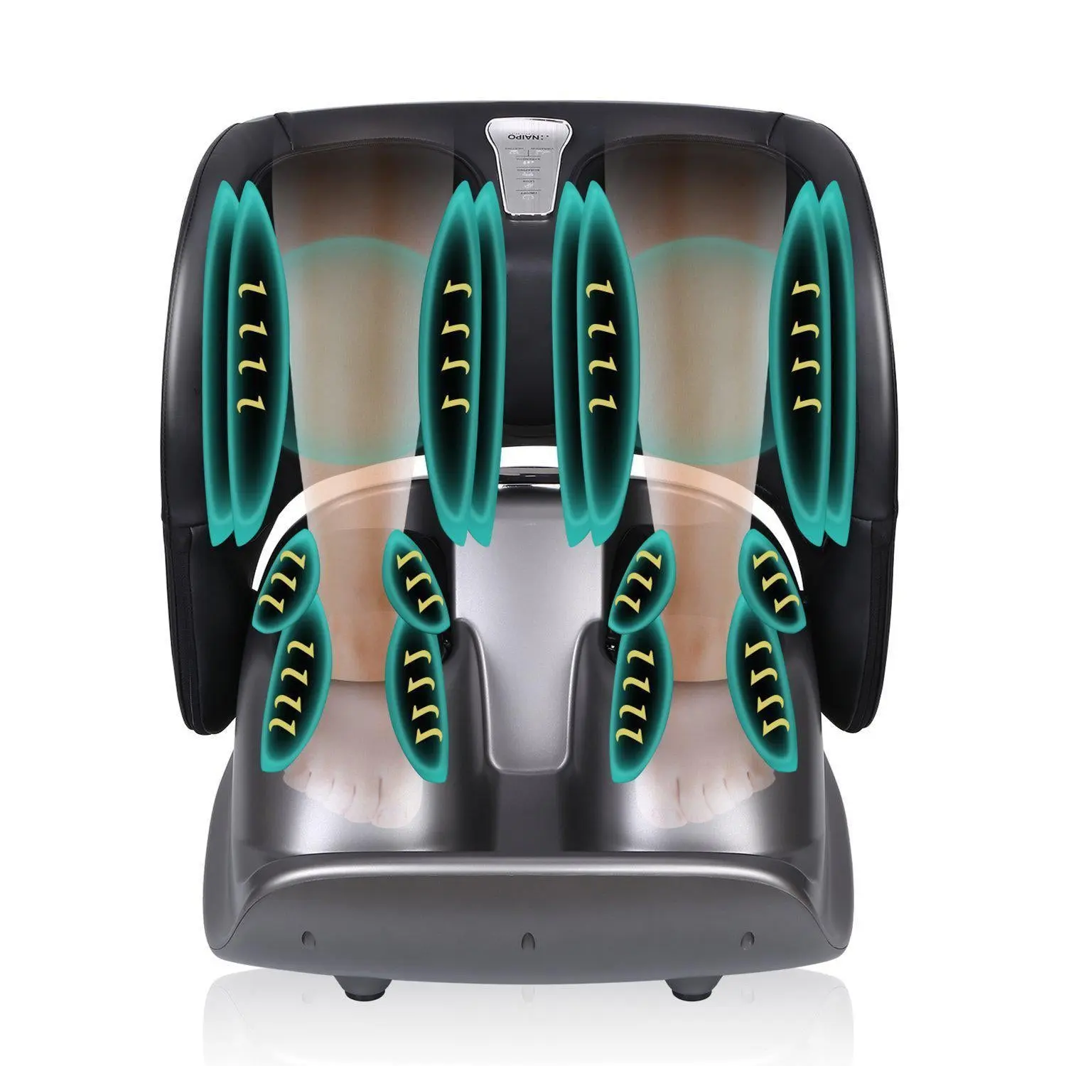 Massaggiatore per piedi e gambe Naipo con design pieghevole, massaggio Shiatsu, funzione riscaldante, vibrazione e compressione d'aria. Trattamento di bellezza per gambe e gambe per il rilassamento muscolare in ufficio e a casa. - Image 3