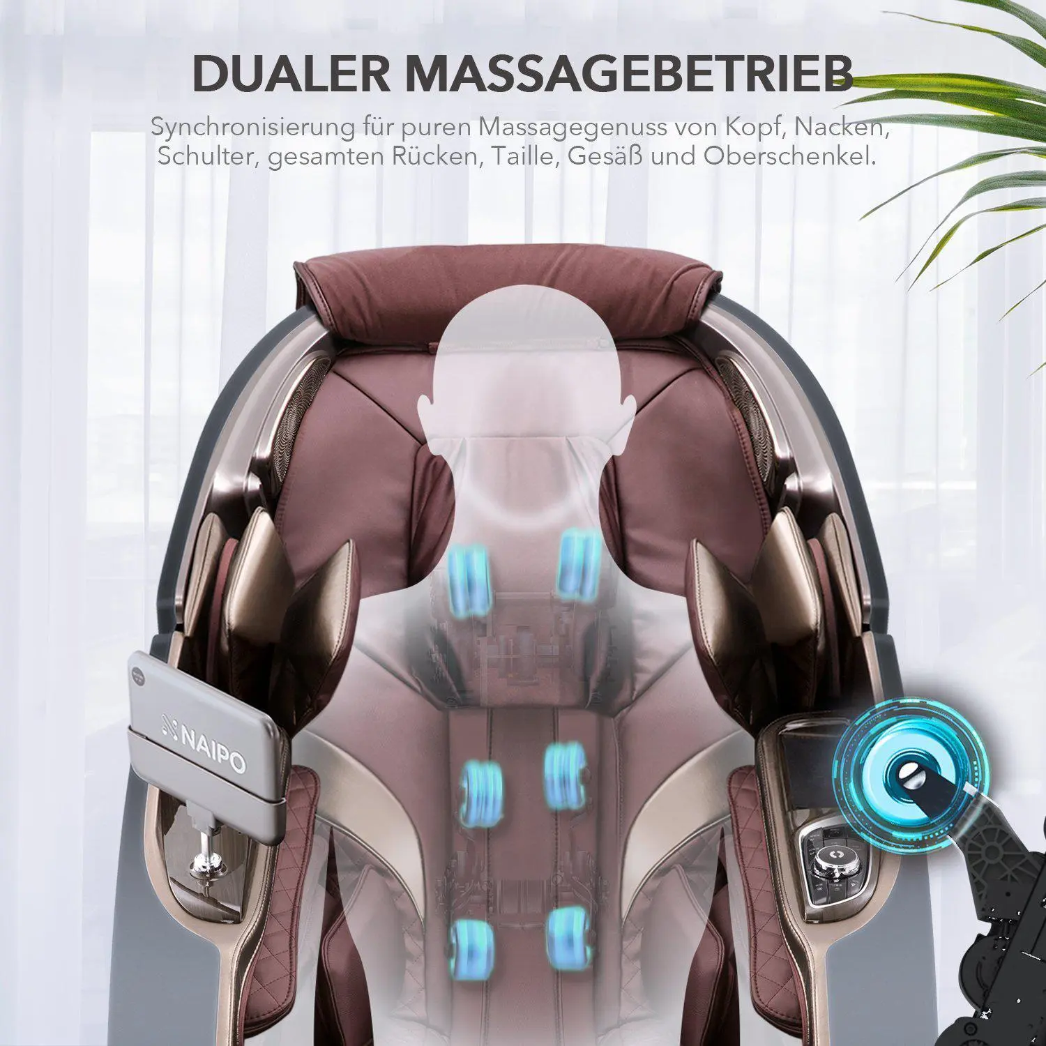 Poltrona da massaggio extra lusso NAIPO 4D, design a capsula spaziale, tablet integrato - Image 12