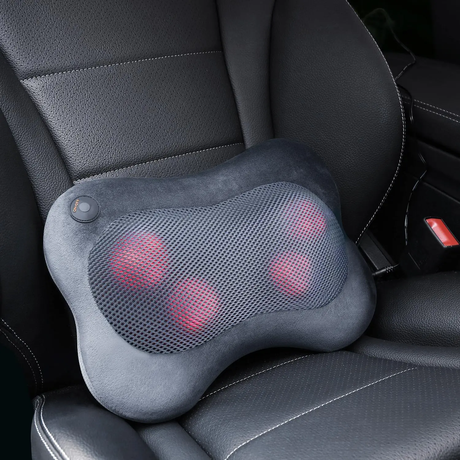 NAIPO Cuscino per massaggio Shiatsu Morbido massaggiatore con 3D testine di massaggio rotanti, funzione calore a infrarossi - Image 3