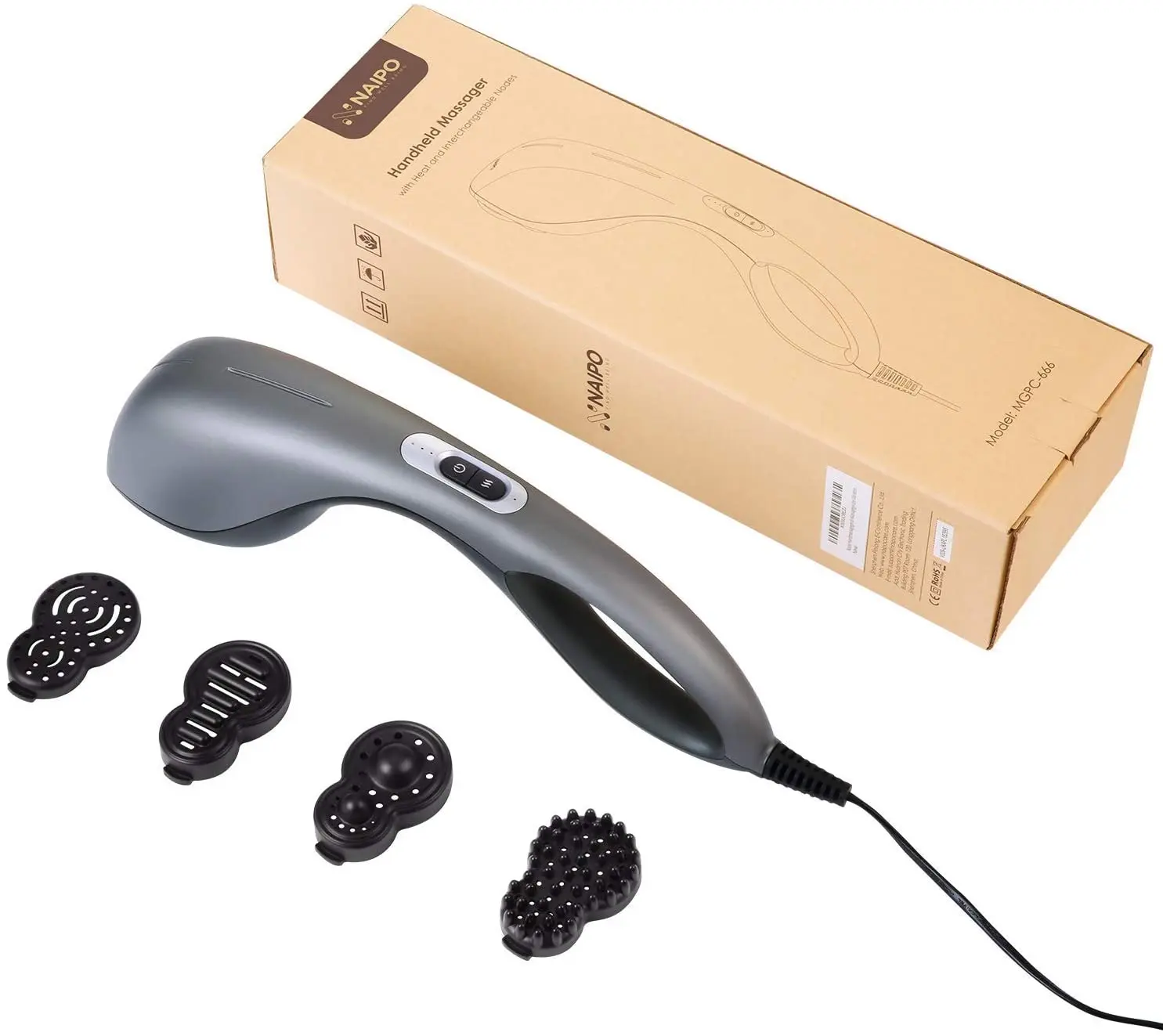 Dispositivo di massaggio NAIPO funzione di calore a infrarossi, 4 accessori, diverse intensità - Image 12