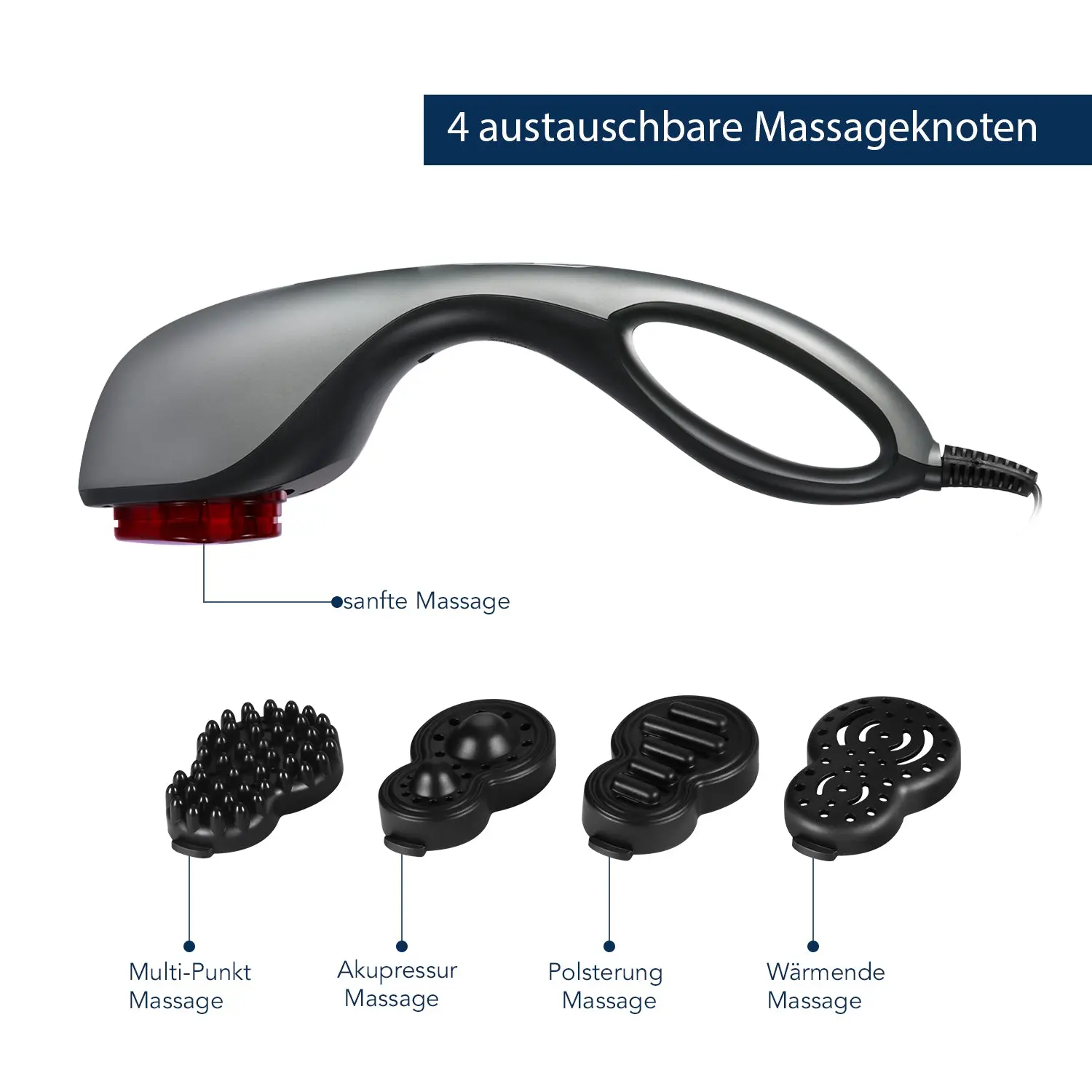 Dispositivo di massaggio NAIPO funzione di calore a infrarossi, 4 accessori, diverse intensità - Image 7