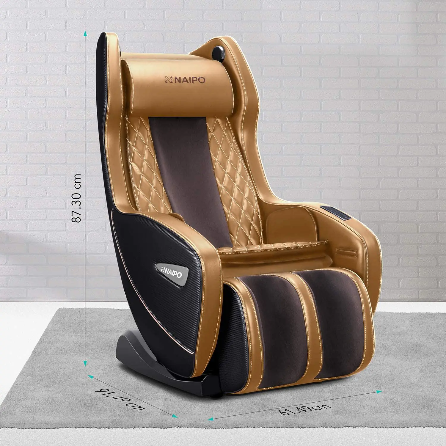 Poltrona massaggiante premium NAIPO, premio per il design, Bluetooth, funzione reclinabile, salvaspazio, marrone - Image 6