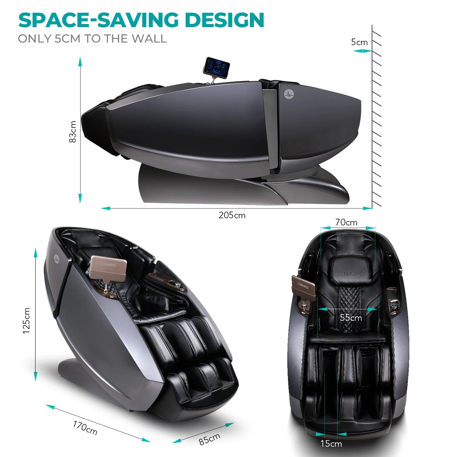 Poltrona massaggiante di alta gamma NAIPO modello L Space Capsule con intelligenza artificiale - Image 8