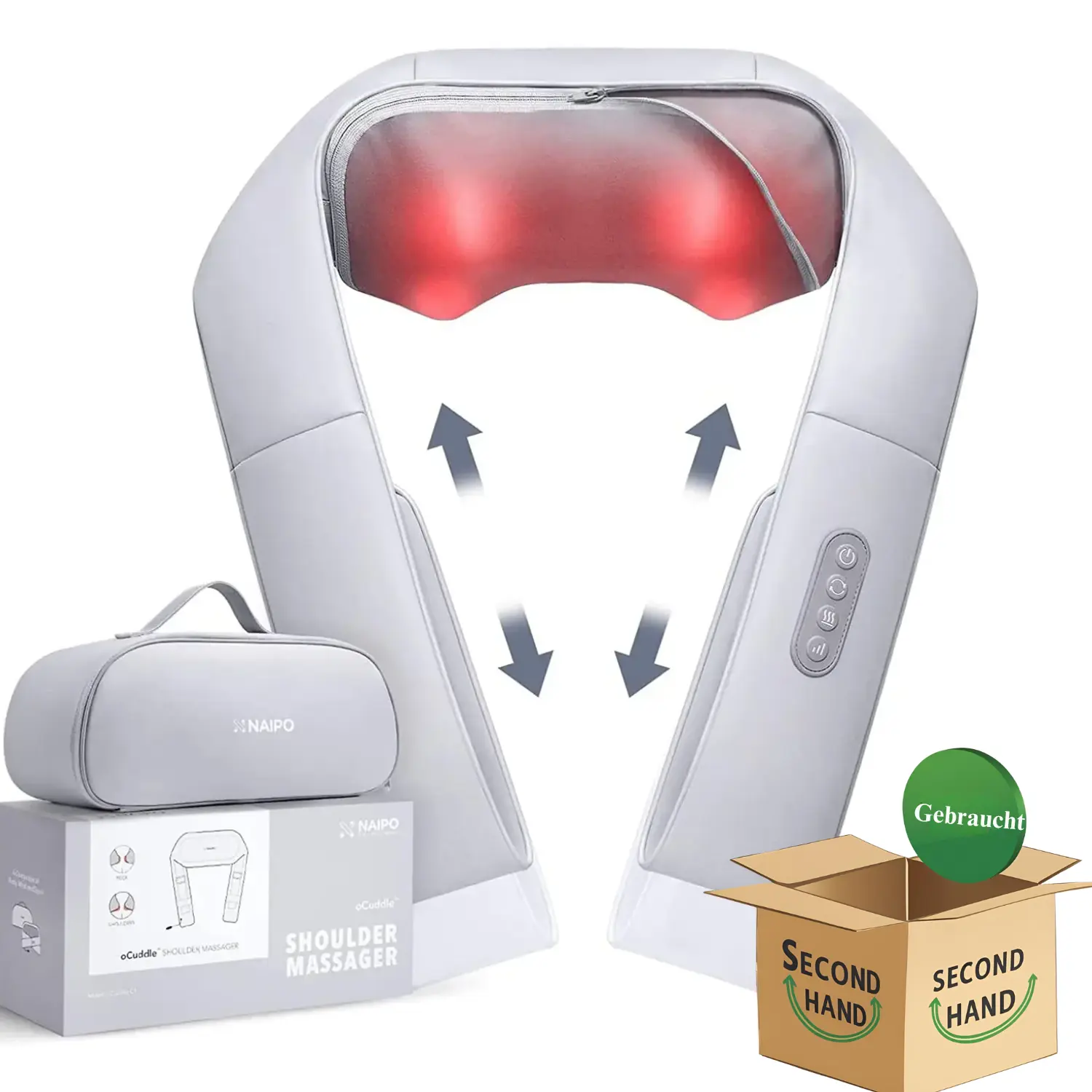 NAIPO oCuddle™️ Massaggiatore Shiatsu, Infrarossi, incl. Borsa per il trasporto, Massaggiatore per il collo - Image 14