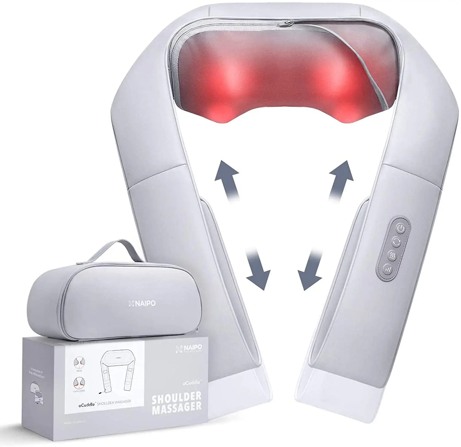 NAIPO oCuddle™️ Massaggiatore Shiatsu, Infrarossi, incl. Borsa per il trasporto, Massaggiatore per il collo - Image 5