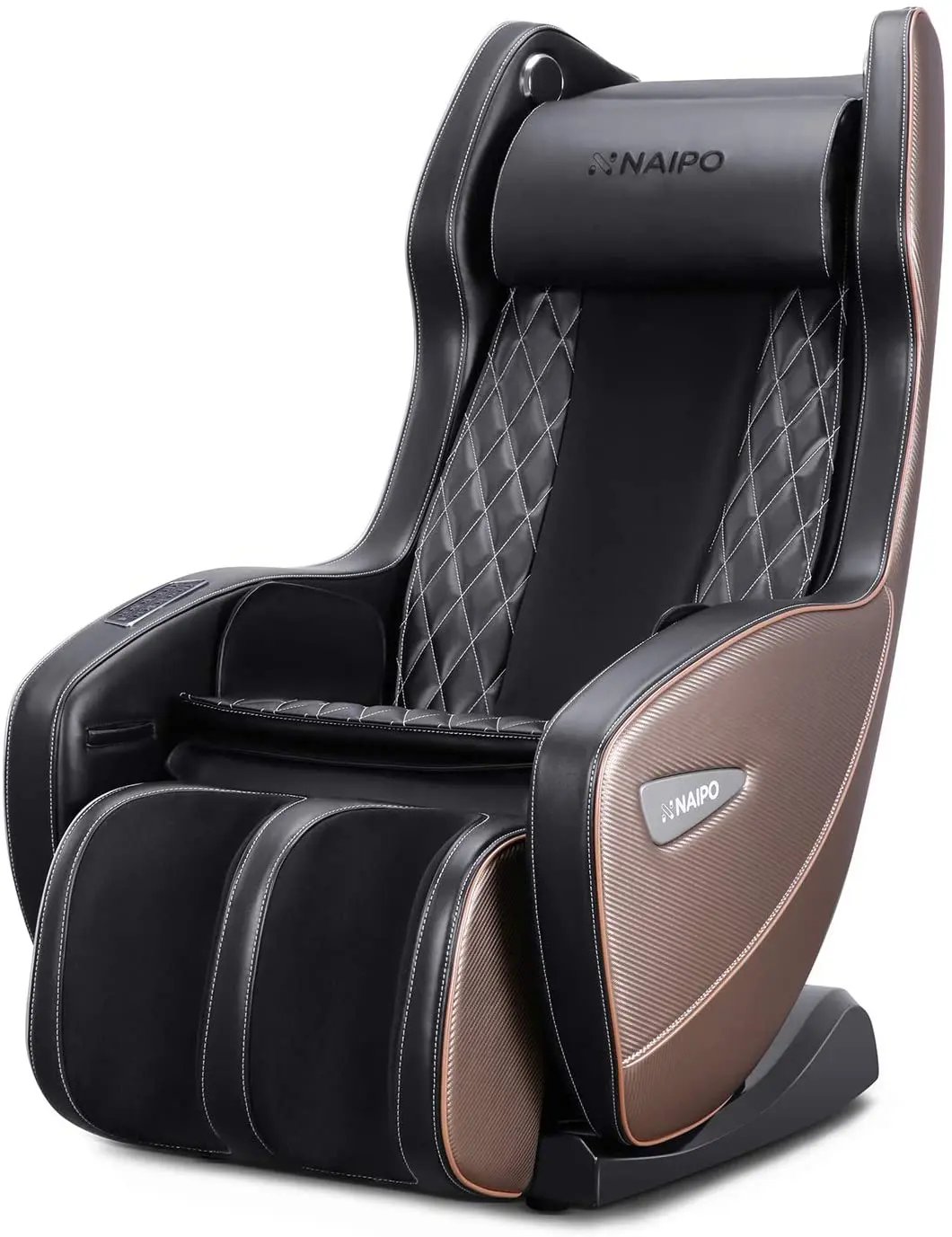 Poltrona massaggiante premium NAIPO, premio per il design, Bluetooth, funzione reclinabile, salvaspazio, marrone - Image 11