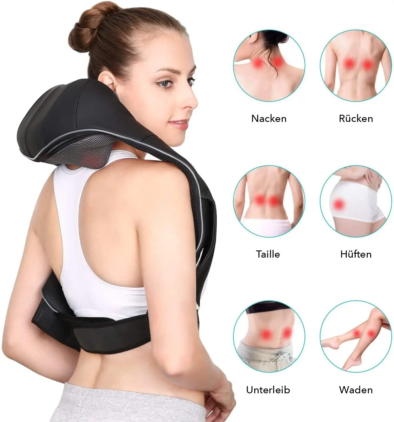 Naipo massaggiatore con batteria, per massaggio Shiatsu collo spalle con 3 velocità regolabili - Image 3