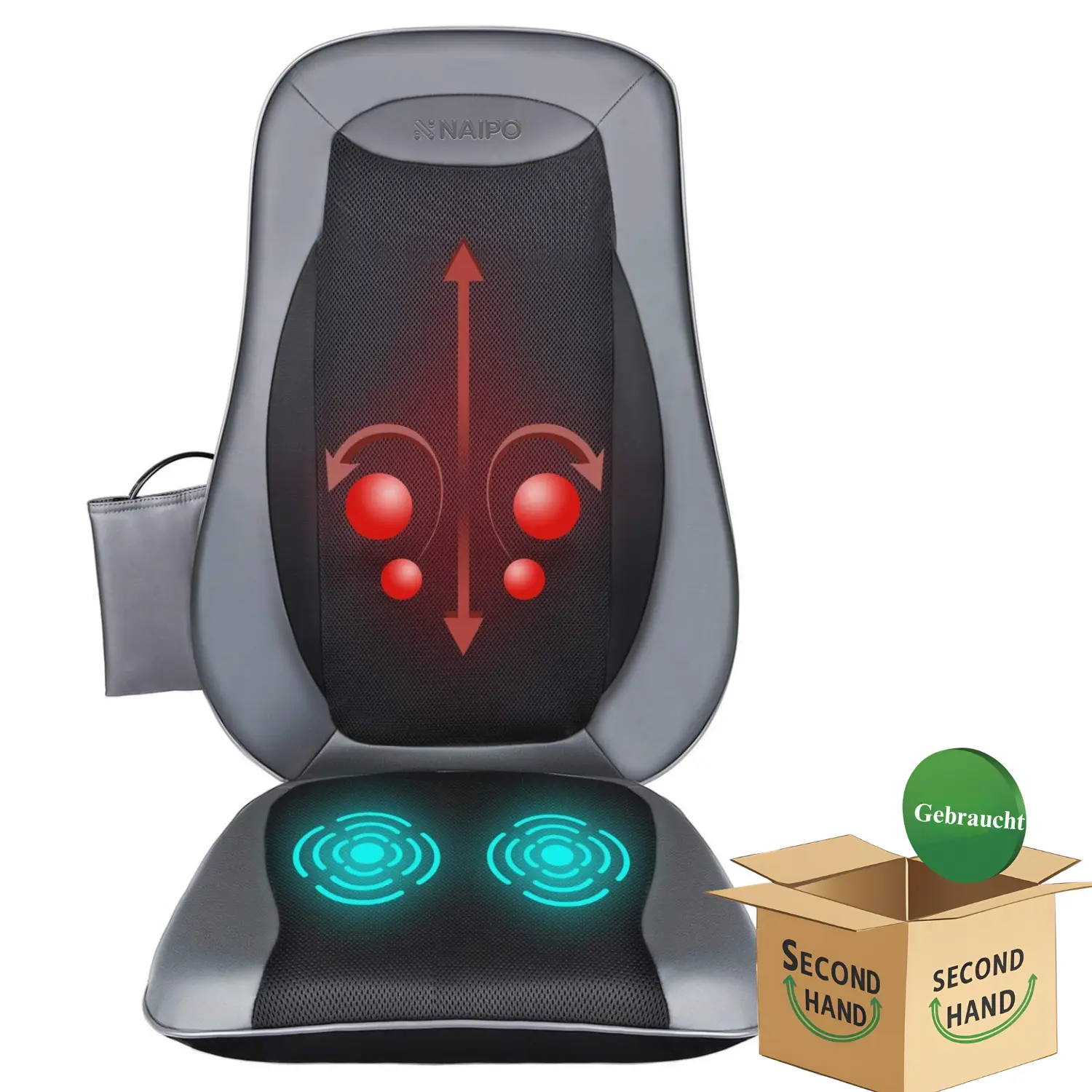 Massaggiatore per la schiena Naipo Coprisedile per massaggio con calore Shiatsu Massaggio profondo dei tessuti Vibrazione  massaggio per la parte superiore inferiore e completa della schiena - Image 10