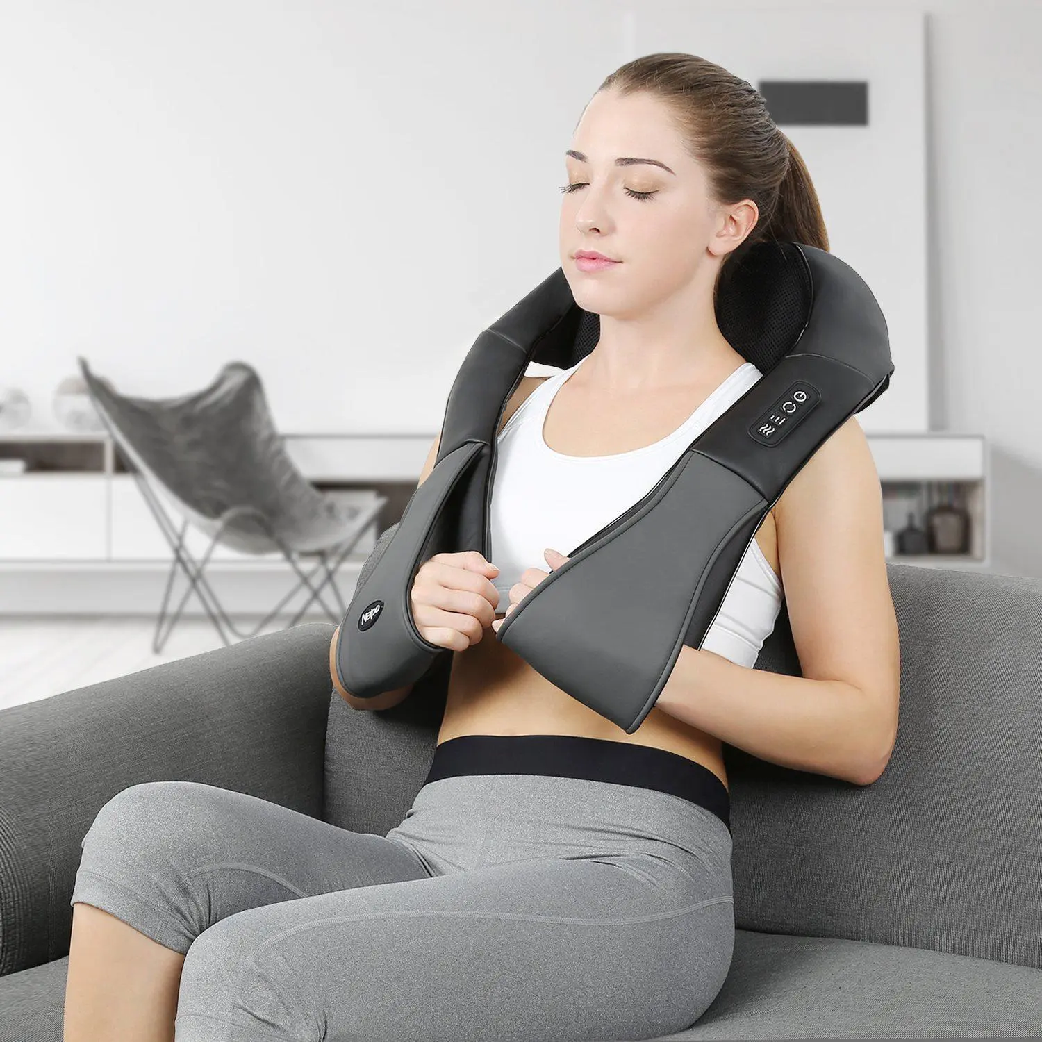 Massaggiatore NAIPO, cuscino cervicale Shiatsu elettrico, funzione calore, cablato - Image 6