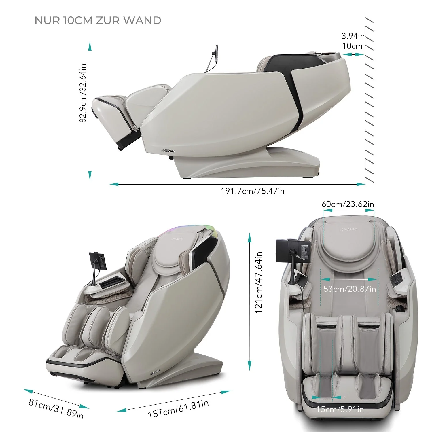 Poltrona massaggiante di alta qualità NAIPO 4D S61 Funzione calore, controllo tablet da 8 pollici - Image 9